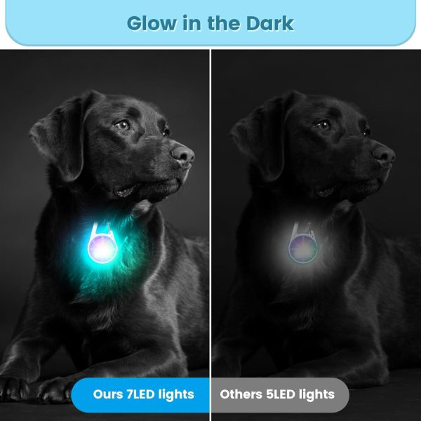 Dog Lights 2Pack LED Rechargeable Dog Collar Lights Clip on with RGB Color Pet Safety Lights Light up Lighted Dog Harness Light for Night Walking Camping - Image 3