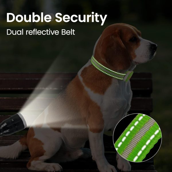 HZK Light Up Dog Collar, LED Glow Collar with USB Rechargeable Lighted Bright, Dog Flashing Collar Waterproof, 4 Colors with 3 Sizes for Small Medium Large Dogs - Green M - Image 6