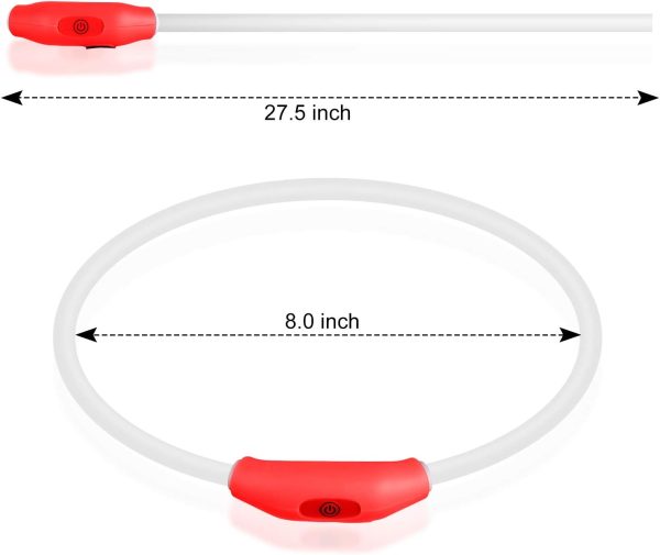 2-Pack LED Dog Collar, Light Up Dog Collars,Rechargeable Dog Lights for Night Walking，Universal, Reusable Safety Necklace for Small Medium Large Dogs RED&Pink - Image 7