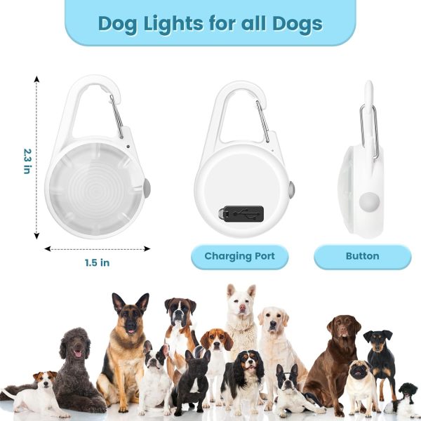 Dog Lights 2Pack LED Rechargeable Dog Collar Lights Clip on with RGB Color Pet Safety Lights Light up Lighted Dog Harness Light for Night Walking Camping - Image 6