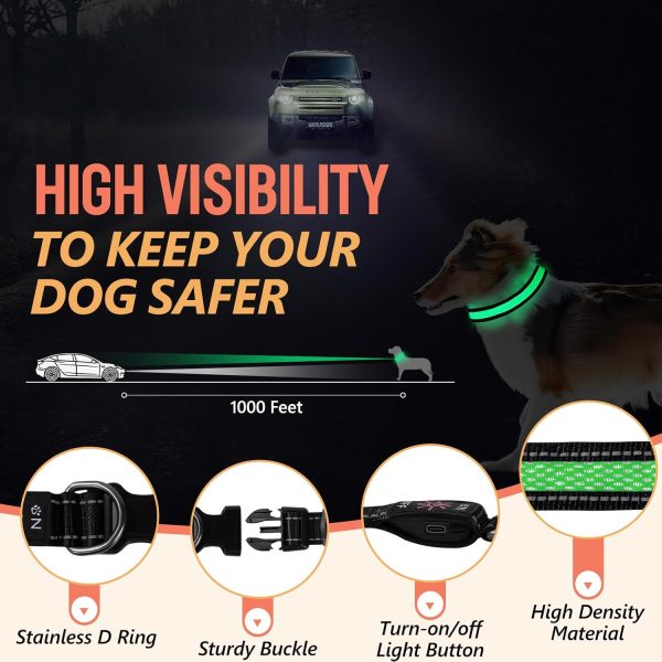 Led Small Dog Collar Rechargeable, Lighted Dog Collars for Night Flashing, Safety Light Glowing Collars, Dog Light Up Collar Waterproof (Green, Pack of 1, S) - Image 4