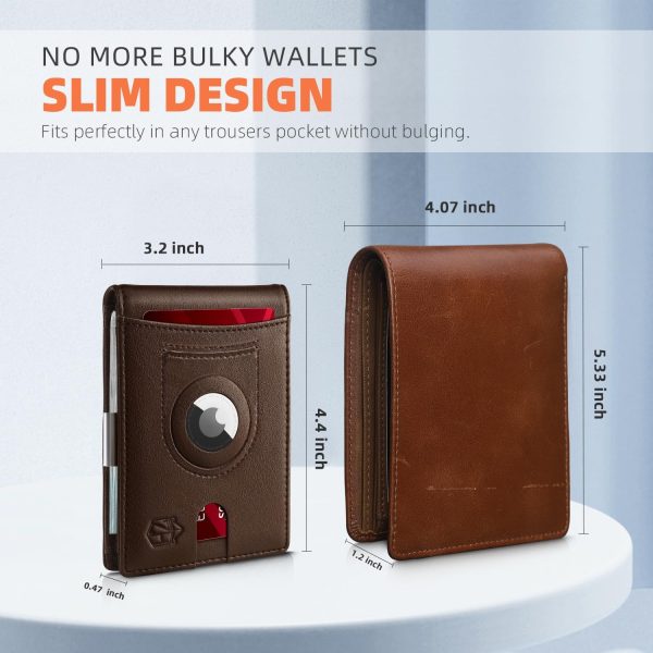 Zitahli Men's Wallets Airtag Holder Slim Rfid Leather with Gift Box - Image 3