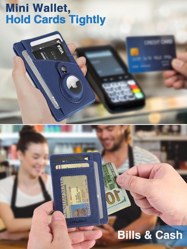 Minimalist Wallet with AirTag Holder Credit Card Holder Slim Wallet for Men, Leather Front Pocket Wallet Compact Small Card Holder Travel Thin Card Case ID Window RFID Blocking Card Organizer - Image 7
