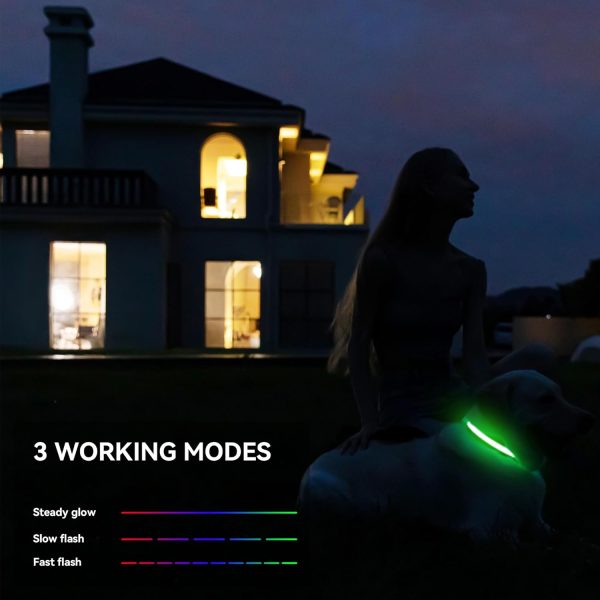 Led Small Dog Collar Rechargeable, Lighted Dog Collars for Night Flashing, Safety Light Glowing Collars, Dog Light Up Collar Waterproof (Green, Pack of 1, S) - Image 7