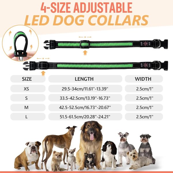 Led Small Dog Collar Rechargeable, Lighted Dog Collars for Night Flashing, Safety Light Glowing Collars, Dog Light Up Collar Waterproof (Green, Pack of 1, S) - Image 5