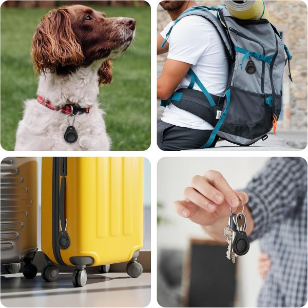Waterproof AirTag Keychain Holder - (4 Pack) Air tag Lock Case with Wire Cable Compatible with Apple AirTags, Ultra Durable Anti-Lost Protective Case with Keyring for Luggage, Key, Backpack, Black - Image 6