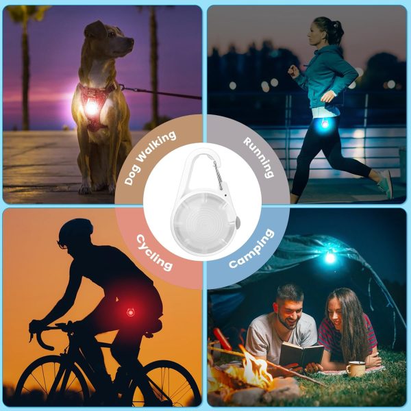 Dog Lights 2Pack LED Rechargeable Dog Collar Lights Clip on with RGB Color Pet Safety Lights Light up Lighted Dog Harness Light for Night Walking Camping - Image 4