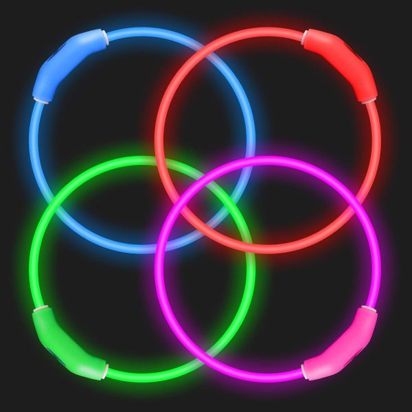 2-Pack LED Dog Collar, Light Up Dog Collars,Rechargeable Dog Lights for Night Walking，Universal, Reusable Safety Necklace for Small Medium Large Dogs RED&Pink - Image 5