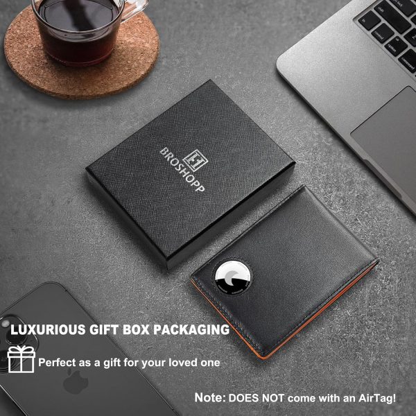 AirTag Wallet Men, Bifold Genuine Leather Rfid Blocking AirTag Wallet with Cash Slots ID Window, Compatible Apple Air Tag Holder - Image 6